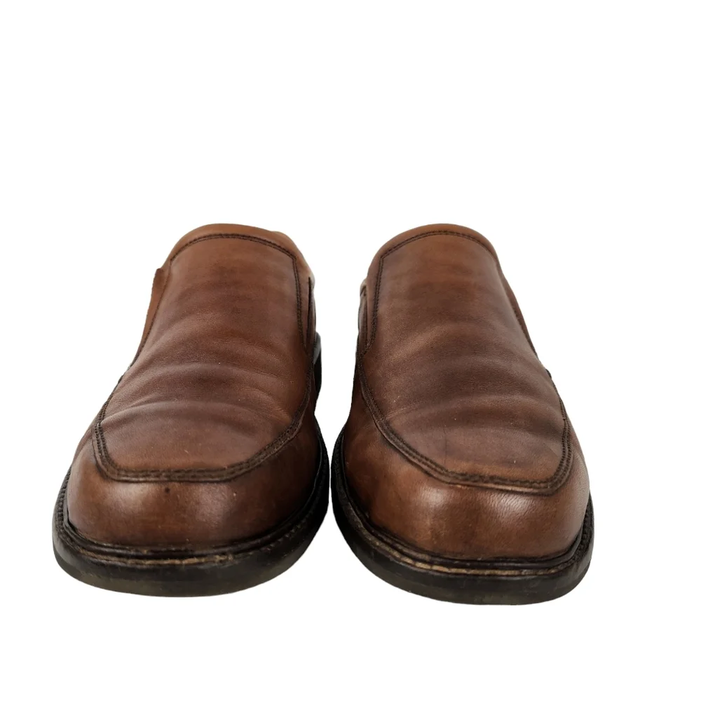 Ecco Holton Apron Toe Slip On Brown Leather Loafers Mens Size 10 to 10.5 EU 44